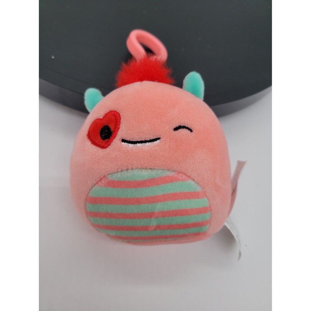 Squishmallow Kellytoy Plush Clip On 3.5" Willett the Monster Valentines 2024